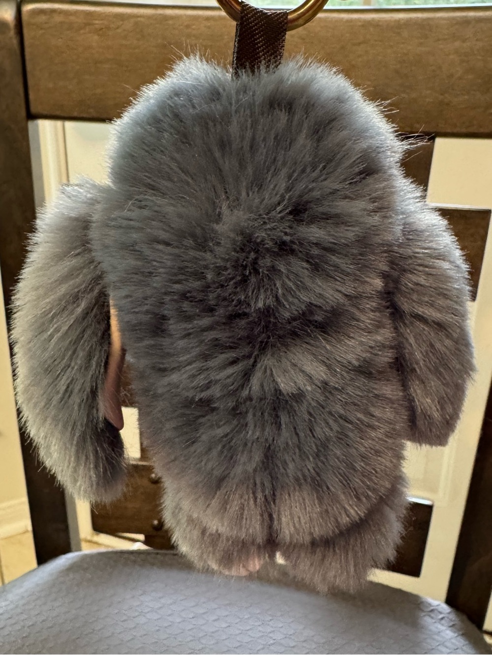 Fluffy Rabbit Keychain (Gray) - Picture 2 of 12